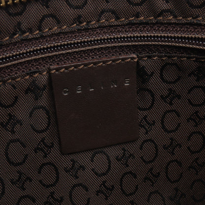 Cマカダム ショルダーバッグ キャンバス レザー オフホワイト ダークブラウン セリーヌ バッグ CELINE