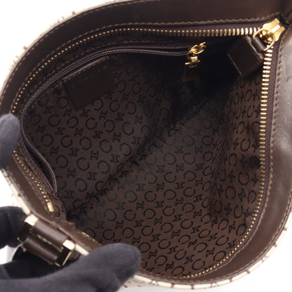 Cマカダム ショルダーバッグ キャンバス レザー オフホワイト ダークブラウン セリーヌ バッグ CELINE