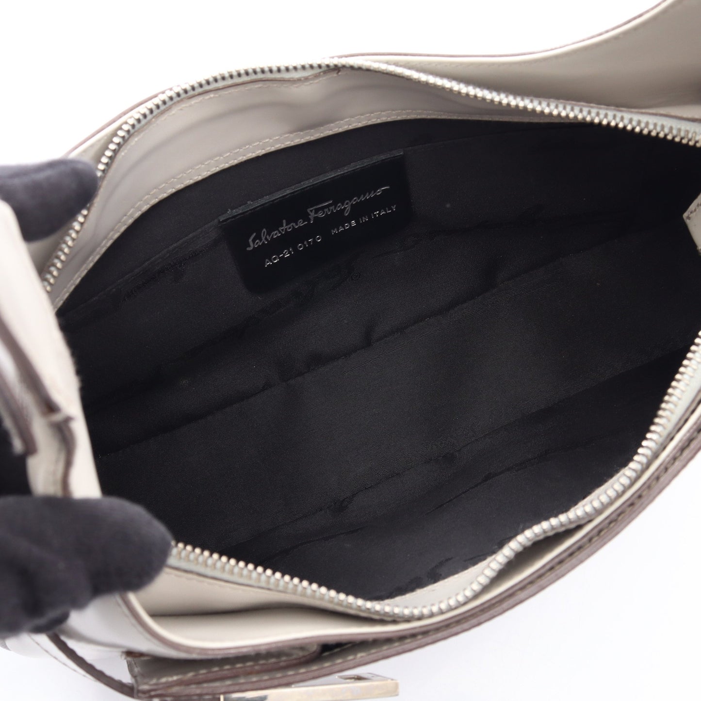 ガンチーニ ワンショルダーバッグ レザー ライトグレー サルヴァトーレフェラガモ バッグ Salvatore Ferragamo