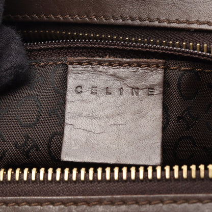 Cマカダム ハンドバッグ キャンバス レザー ダークブラウン アイボリー セリーヌ バッグ CELINE