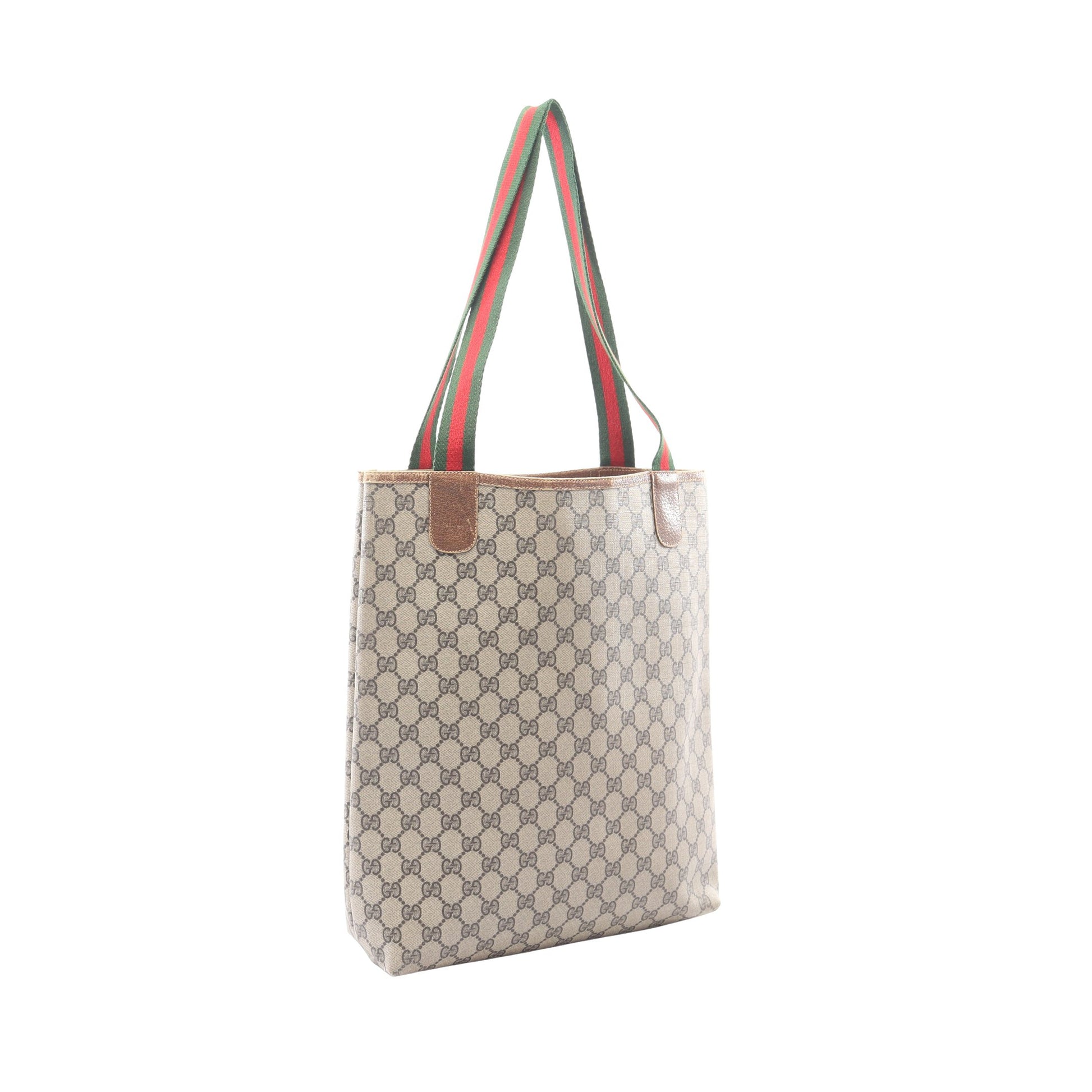 オールドグッチ シェリーライン GGプラス ショルダーバッグ トートバッグ PVC レザー ベージュ マルチカラー グッチ バッグ GUCCI