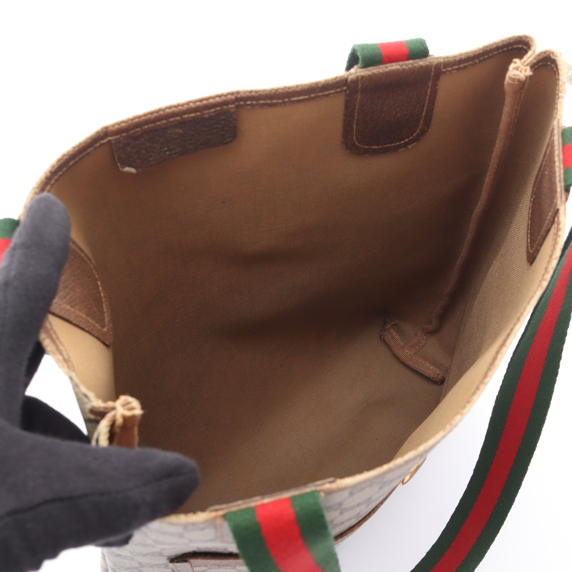 オールドグッチ シェリーライン GGプラス ショルダーバッグ トートバッグ PVC レザー ベージュ マルチカラー グッチ バッグ GUCCI