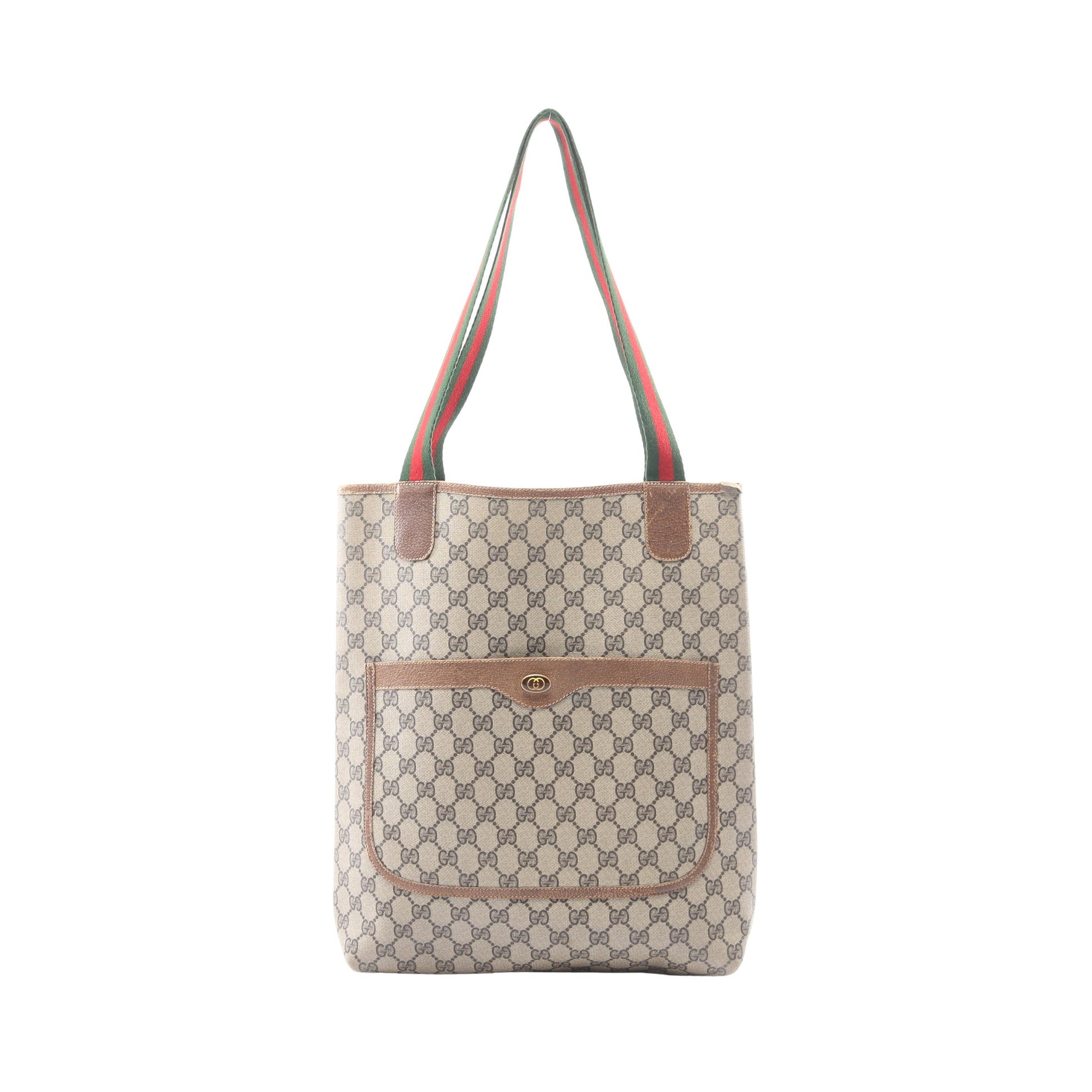 オールドグッチ シェリーライン GGプラス ショルダーバッグ トートバッグ PVC レザー ベージュ マルチカラー グッチ バッグ GUCCI