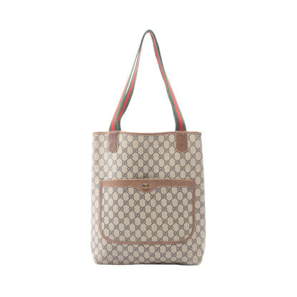 オールドグッチ シェリーライン GGプラス ショルダーバッグ トートバッグ PVC レザー ベージュ マルチカラー グッチ バッグ GUCCI