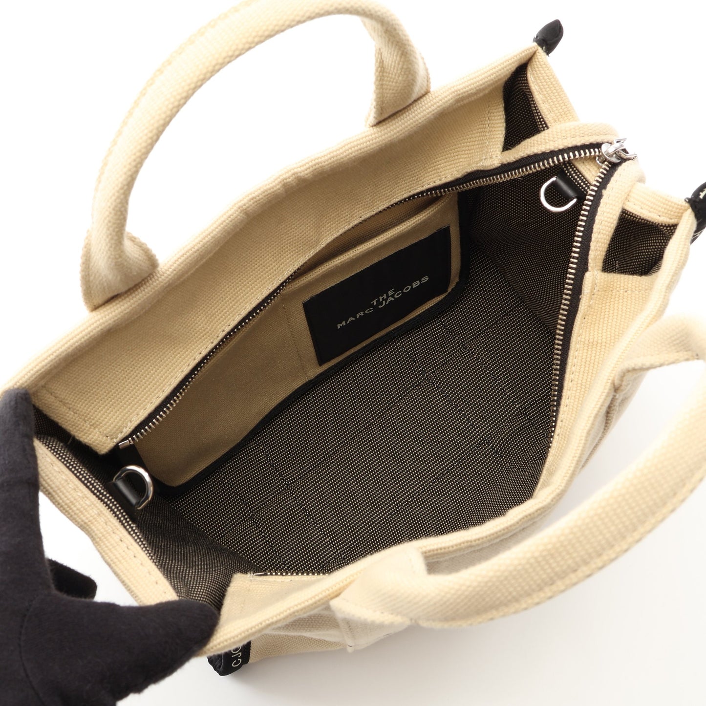 THE JACQUARD SMALL TRAVELER TOTE BAG ジャガード スモール トラベラー 2WAY ハンドバッグ トートバッグ キャンバス ベージュ ブラック マークジェイコブス