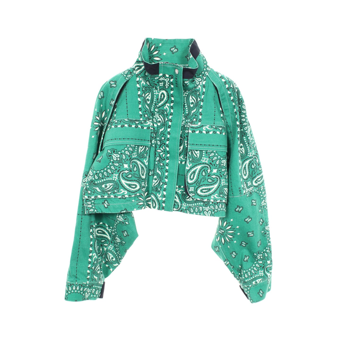 Bandana Print Blouson クロップド ジャケット コットン グリーン サカイ