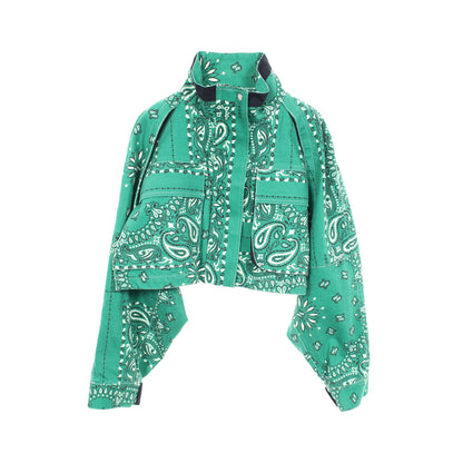 Bandana Print Blouson クロップド ジャケット コットン グリーン サカイ