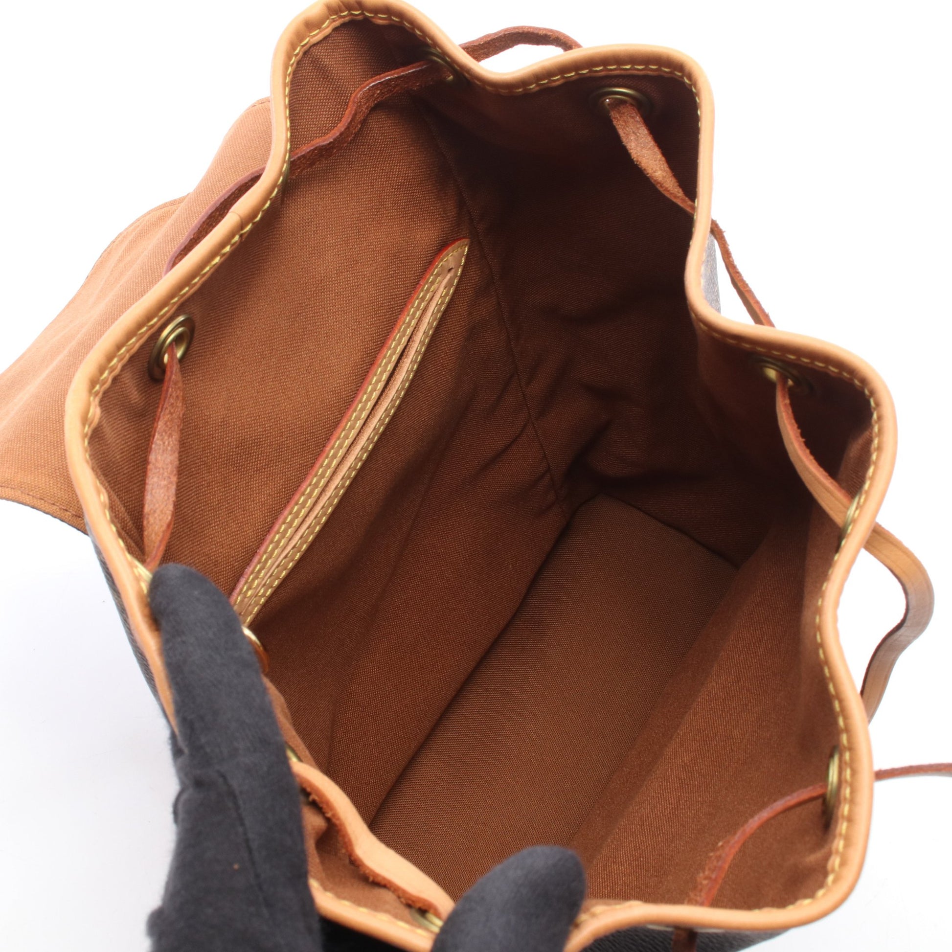モンスリMM モノグラム バックパック リュックサック PVC レザー ブラウン ルイヴィトン バッグ LOUIS VUITTON