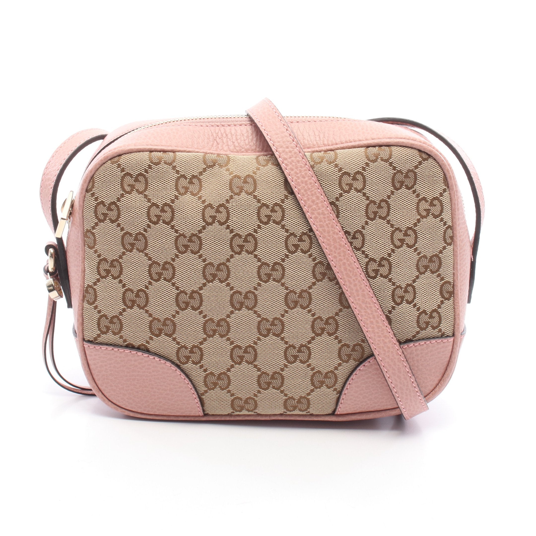 GUCCI グッチ　ベビーグッチ　ブタ　ブラウン　ピンク　キャンバス ブリー GGキャンバス ショルダーバッグ キャンバス レザー ベージュ