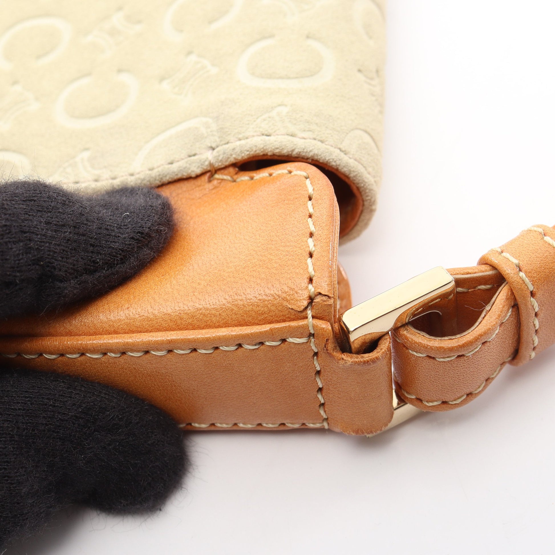 Cマカダム ショルダーバッグ スウェード レザー アイボリー ライトブラウン セリーヌ バッグ CELINE