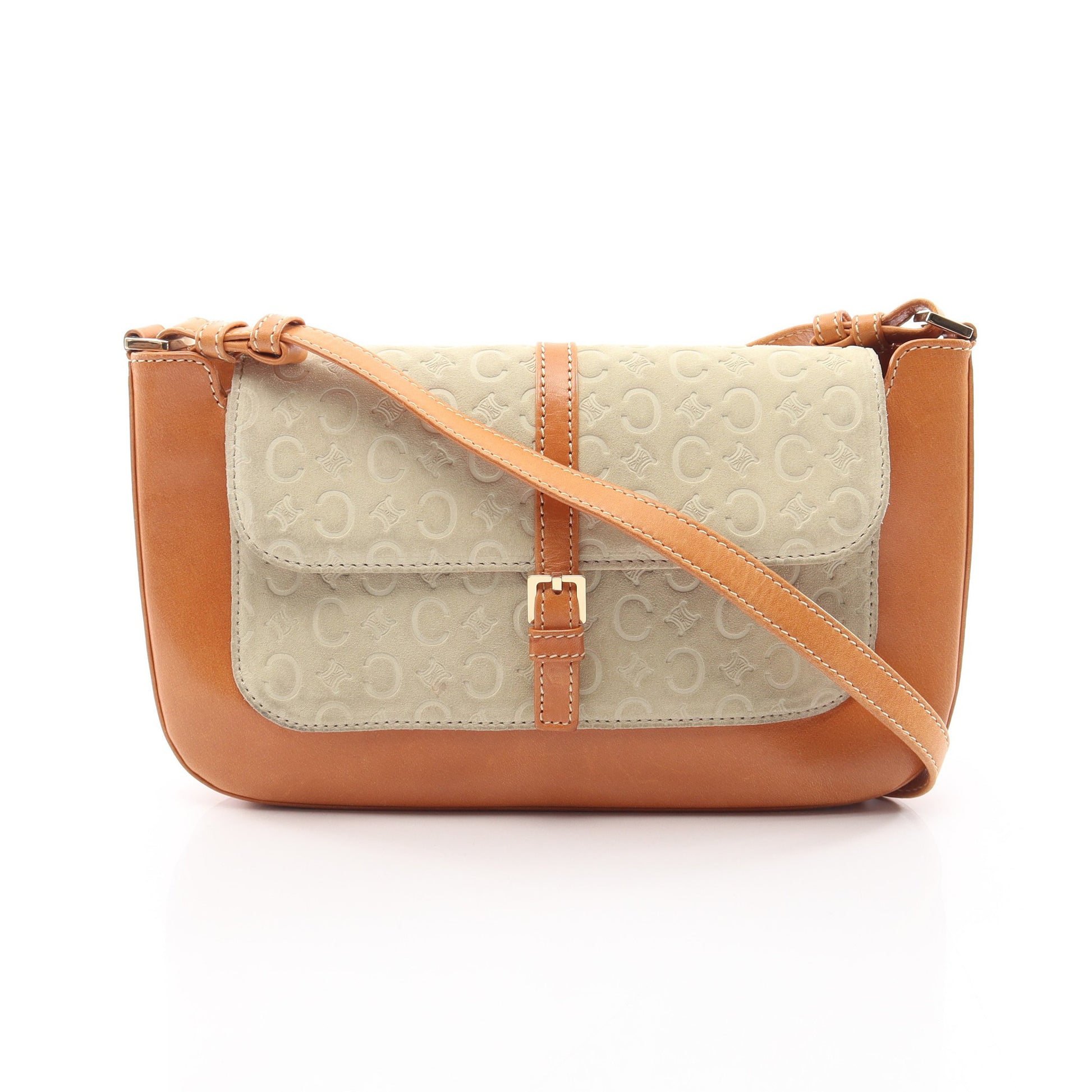 Cマカダム ショルダーバッグ スウェード レザー アイボリー ライトブラウン セリーヌ バッグ CELINE