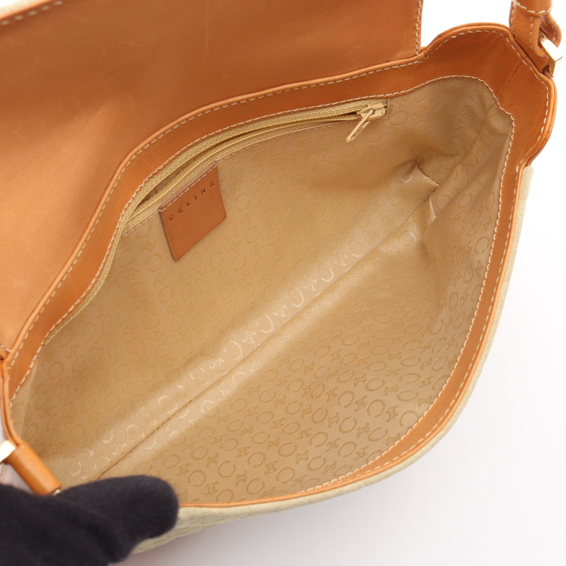 Cマカダム ショルダーバッグ スウェード レザー アイボリー ライトブラウン セリーヌ バッグ CELINE