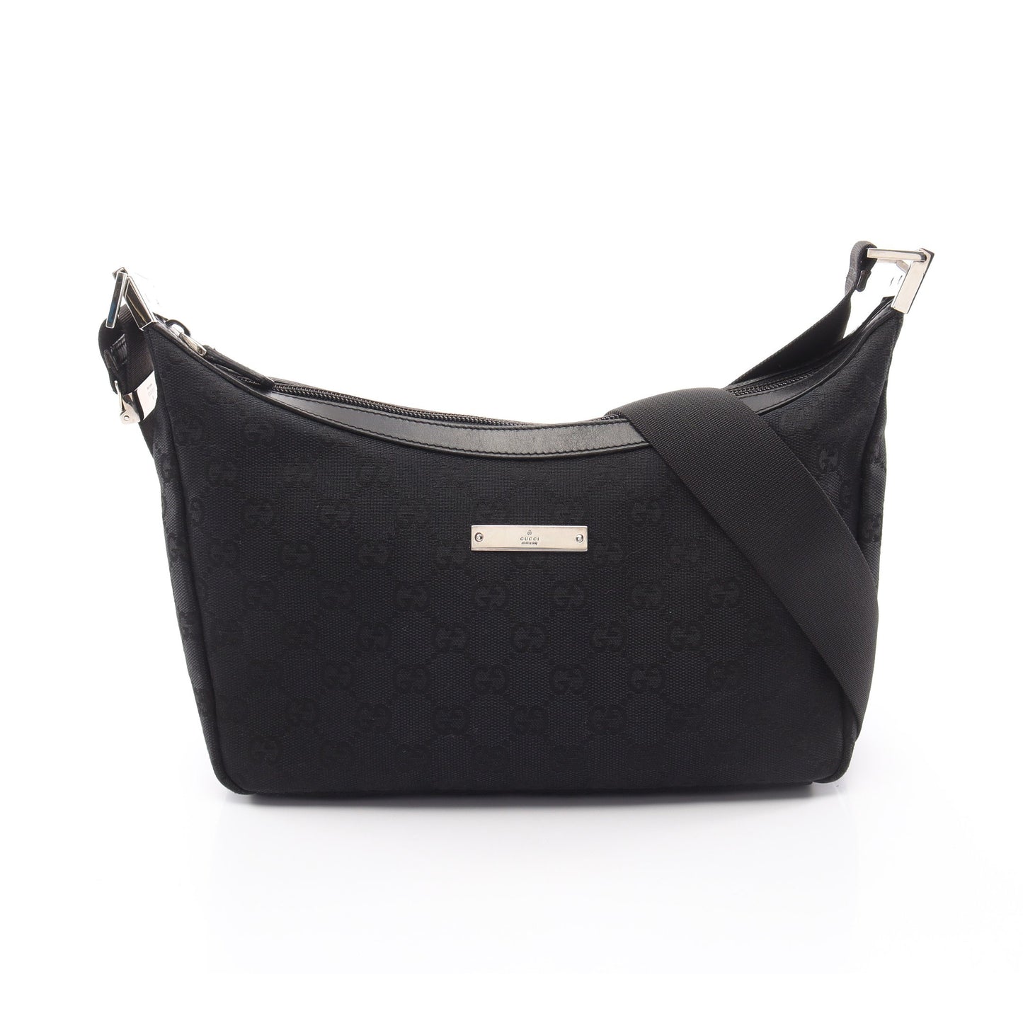 GGキャンバス ショルダーバッグ キャンバス レザー ブラック グッチ バッグ GUCCI