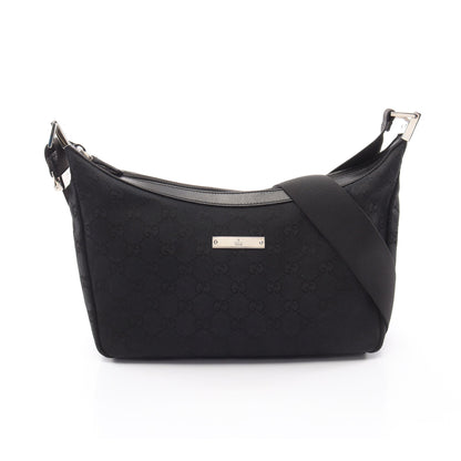 GGキャンバス ショルダーバッグ キャンバス レザー ブラック グッチ バッグ GUCCI