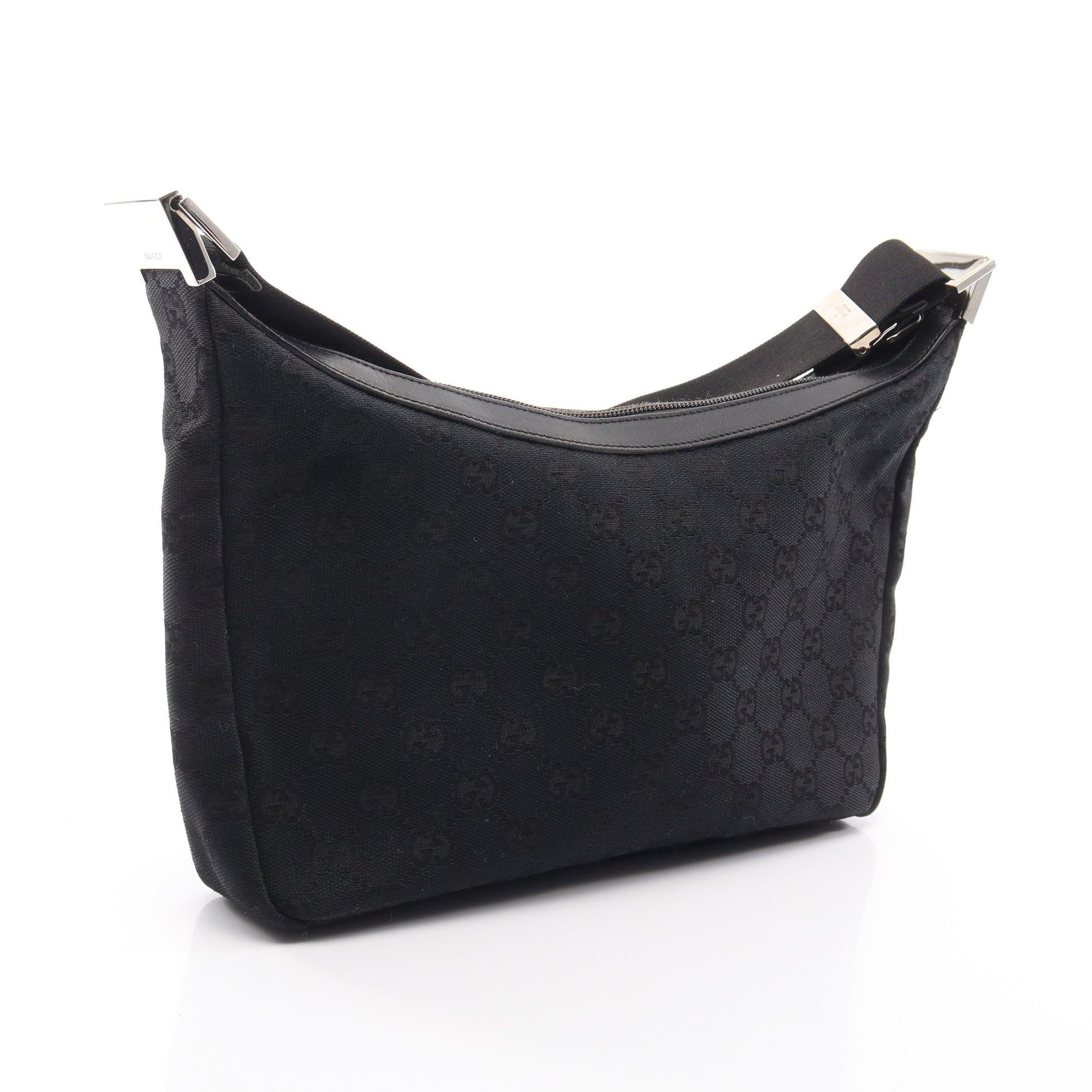 GGキャンバス ショルダーバッグ キャンバス レザー ブラック グッチ バッグ GUCCI
