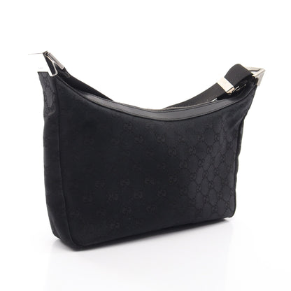 GGキャンバス ショルダーバッグ キャンバス レザー ブラック グッチ バッグ GUCCI