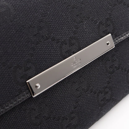 GGキャンバス Wホック財布 二つ折り長財布 レザー ブラック グッチ