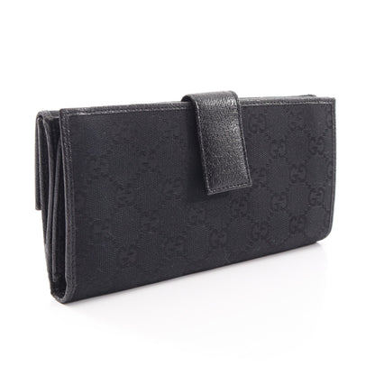 GGキャンバス Wホック財布 二つ折り長財布 レザー ブラック グッチ