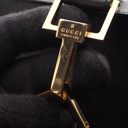 GGキャンバス ショルダーバッグ キャンバス レザー ブラック グッチ