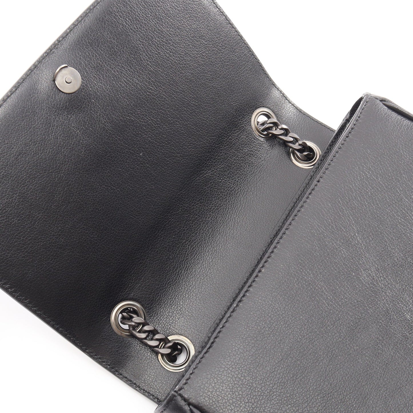 GLACE'CALF チェーンショルダーバッグ レザー ブラック プラダ