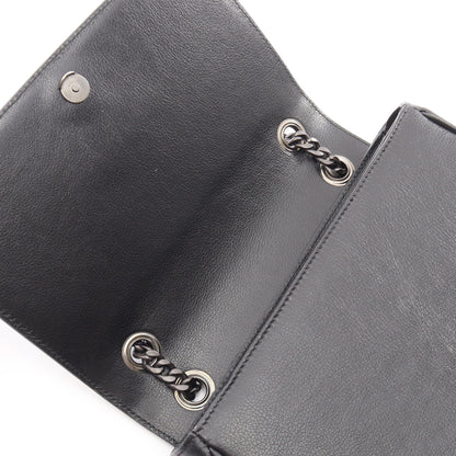 GLACE'CALF チェーンショルダーバッグ レザー ブラック プラダ