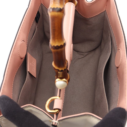 ニムフェア バンブー 2WAY ハンドバッグ レザー ピンク グッチ