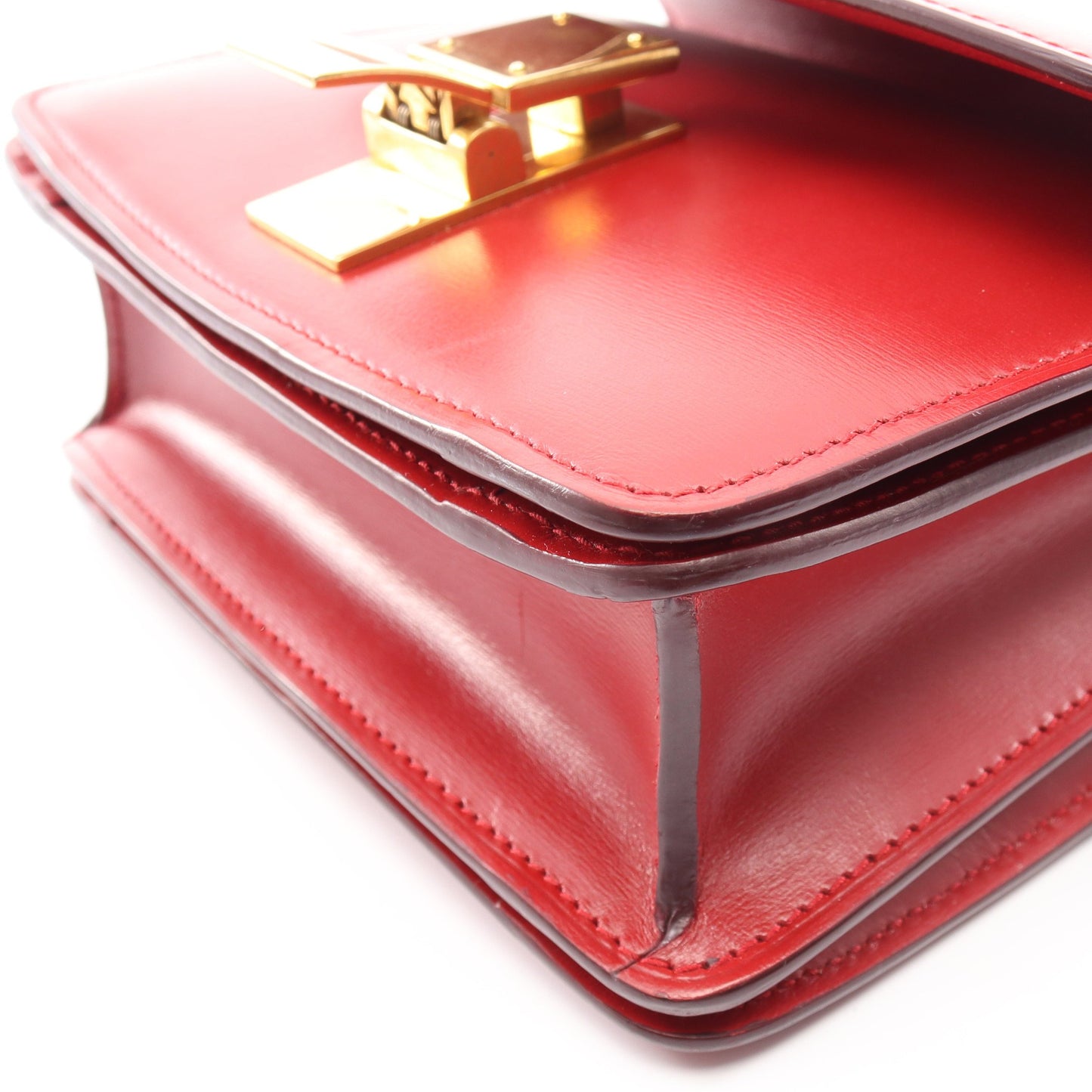 クラシックボックス スモール ショルダーバッグ レザー レッド セリーヌ