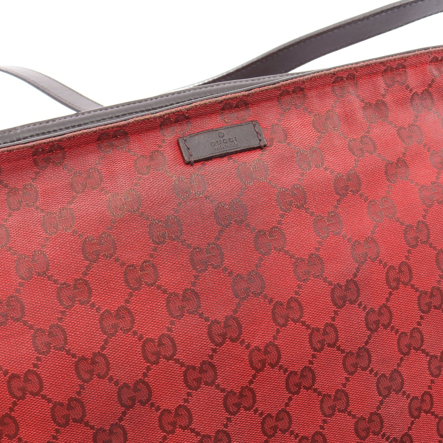 Gキャンバス シェリーライン ショルダーバッグ キャンバス レザー レッド ダークブラウン グッチ