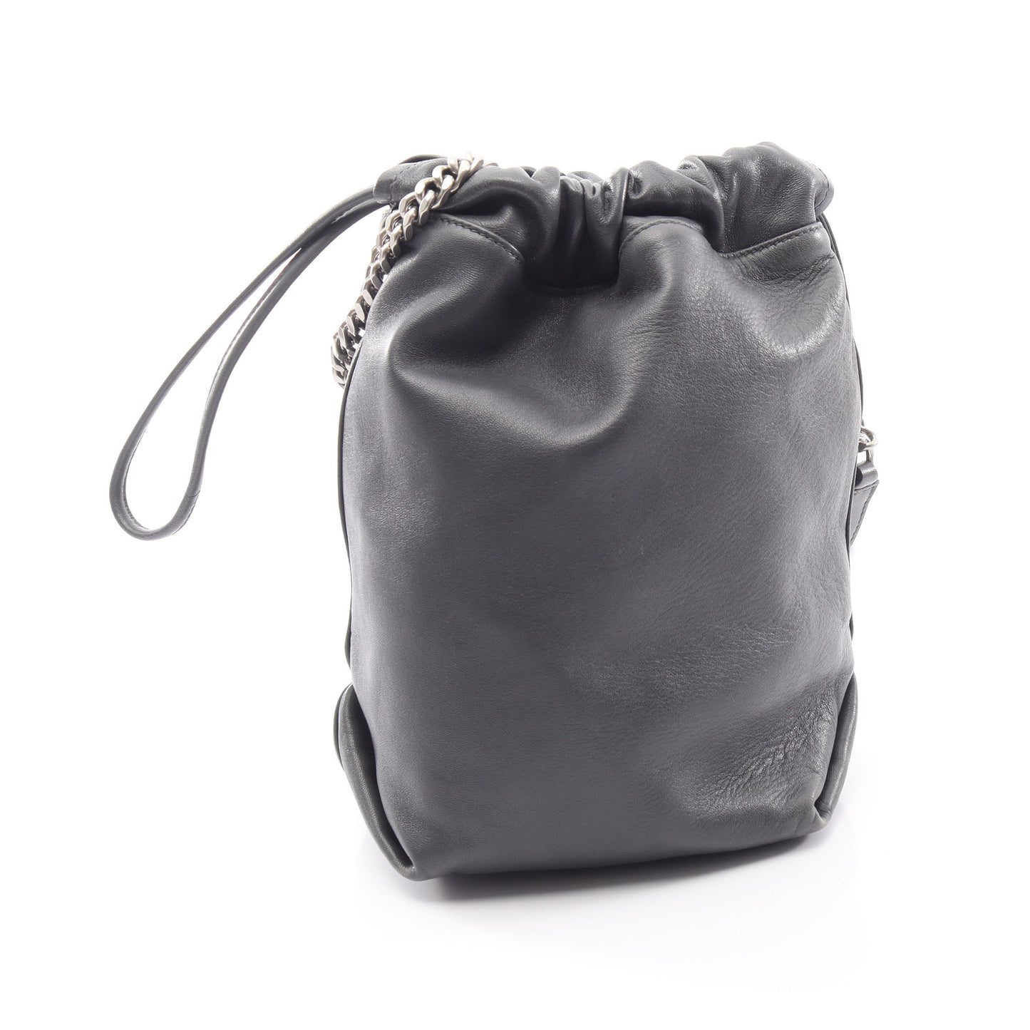 TEDDY SMALL テディ スモール ポーチ付き チェーンショルダーバッグ レザー グレー サンローランパリ バッグ SAINT LAURENT PARIS