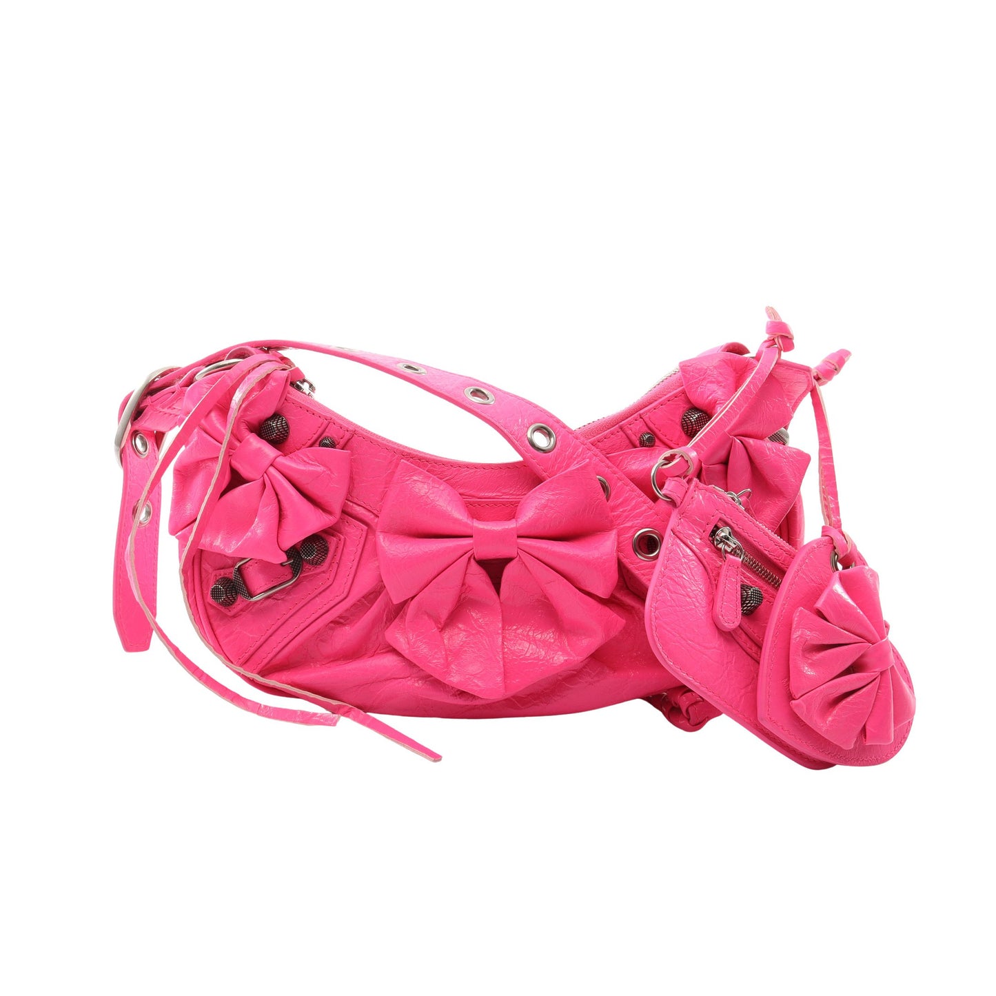 LE CAGOLE XS ル カゴール リボン ショルダーバッグ レザー ピンク バレンシアガ バッグ BALENCIAGA