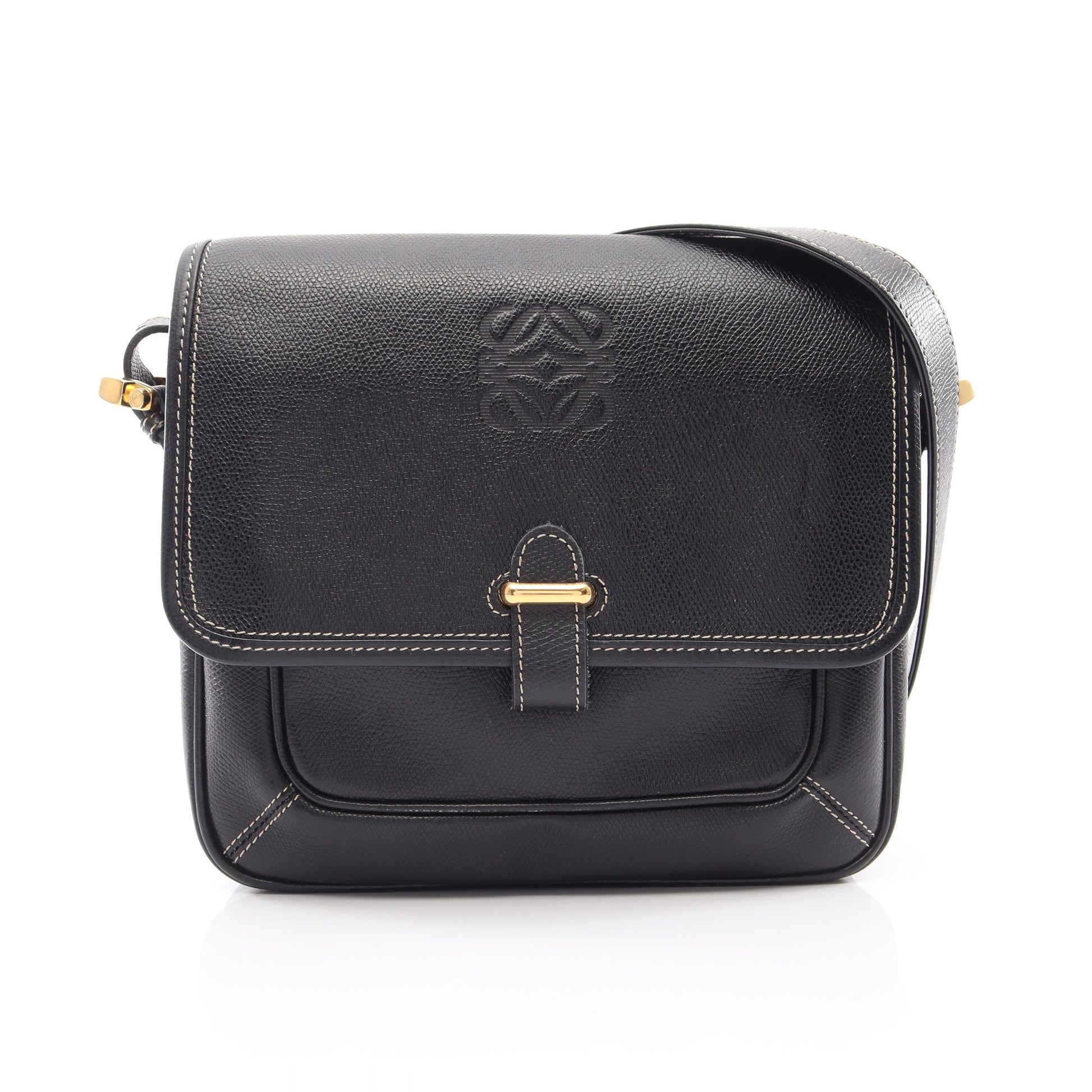 アナグラム ショルダーバッグ レザー ブラック ロエベ バッグ LOEWE
