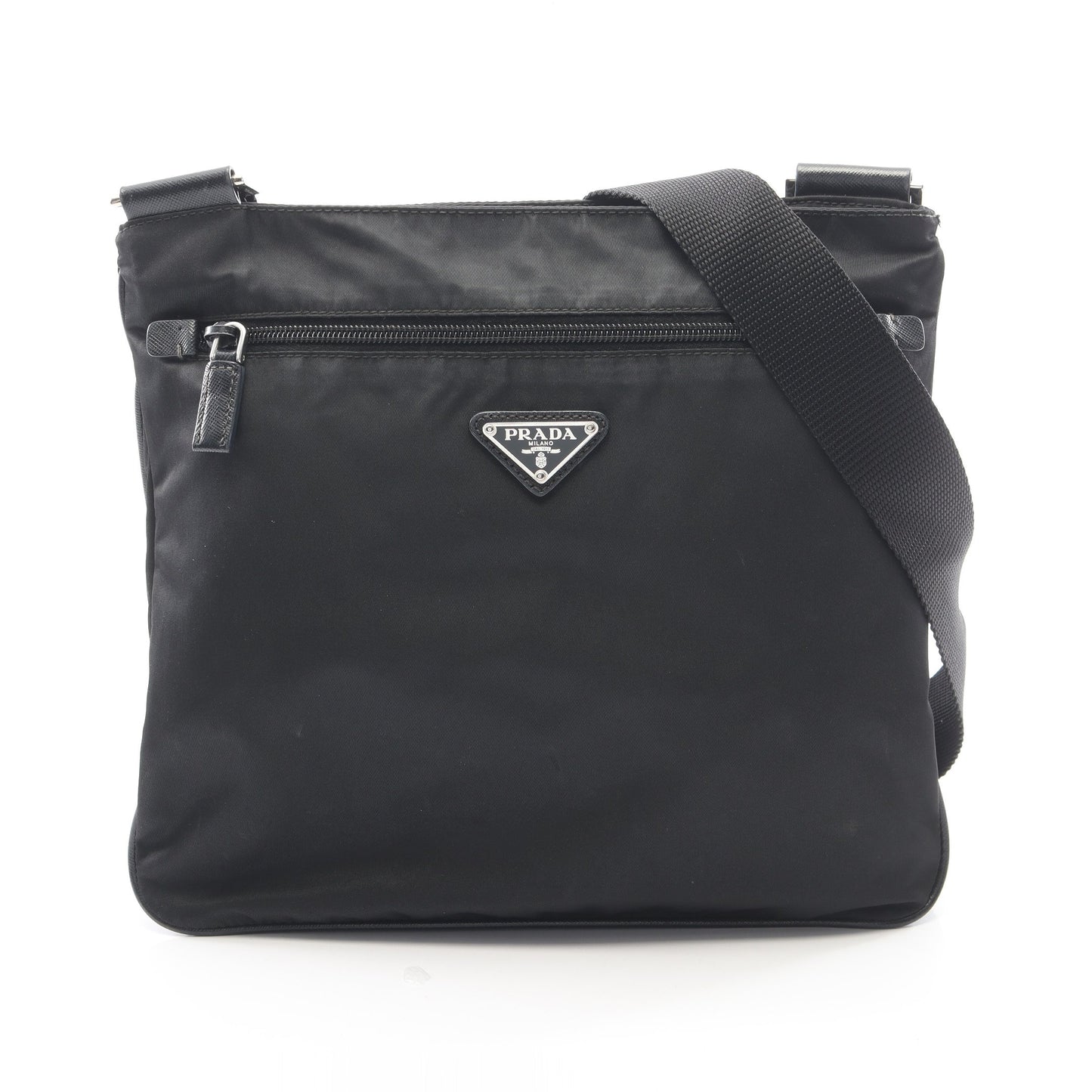 TESSUTO + SAFFIANO ショルダーバッグ ナイロン サフィアーノレザー ブラック プラダ バッグ PRADA