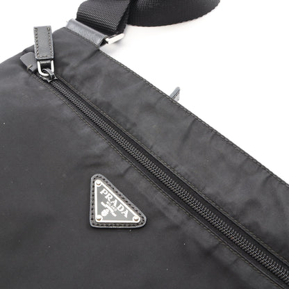 TESSUTO + SAFFIANO ショルダーバッグ ナイロン サフィアーノレザー ブラック プラダ バッグ PRADA