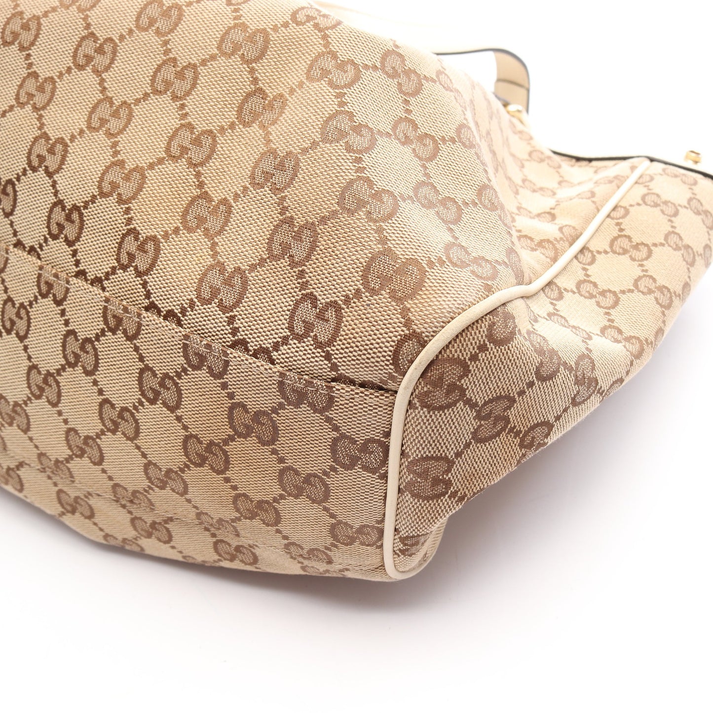 GGキャンバス ショルダーバッグ トートバッグ キャンバス レザー ベージュ オフホワイト グッチ