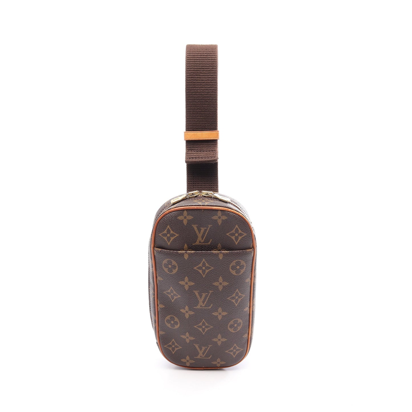 ポシェットガンジュ モノグラム ボディバッグ PVC レザー ブラウン ルイヴィトン