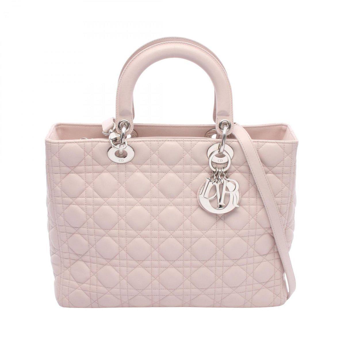 レディディオール ラージ カナージュ 2WAY ハンドバッグ レザー ライトピンク クリスチャンディオール バッグ Christian Dior