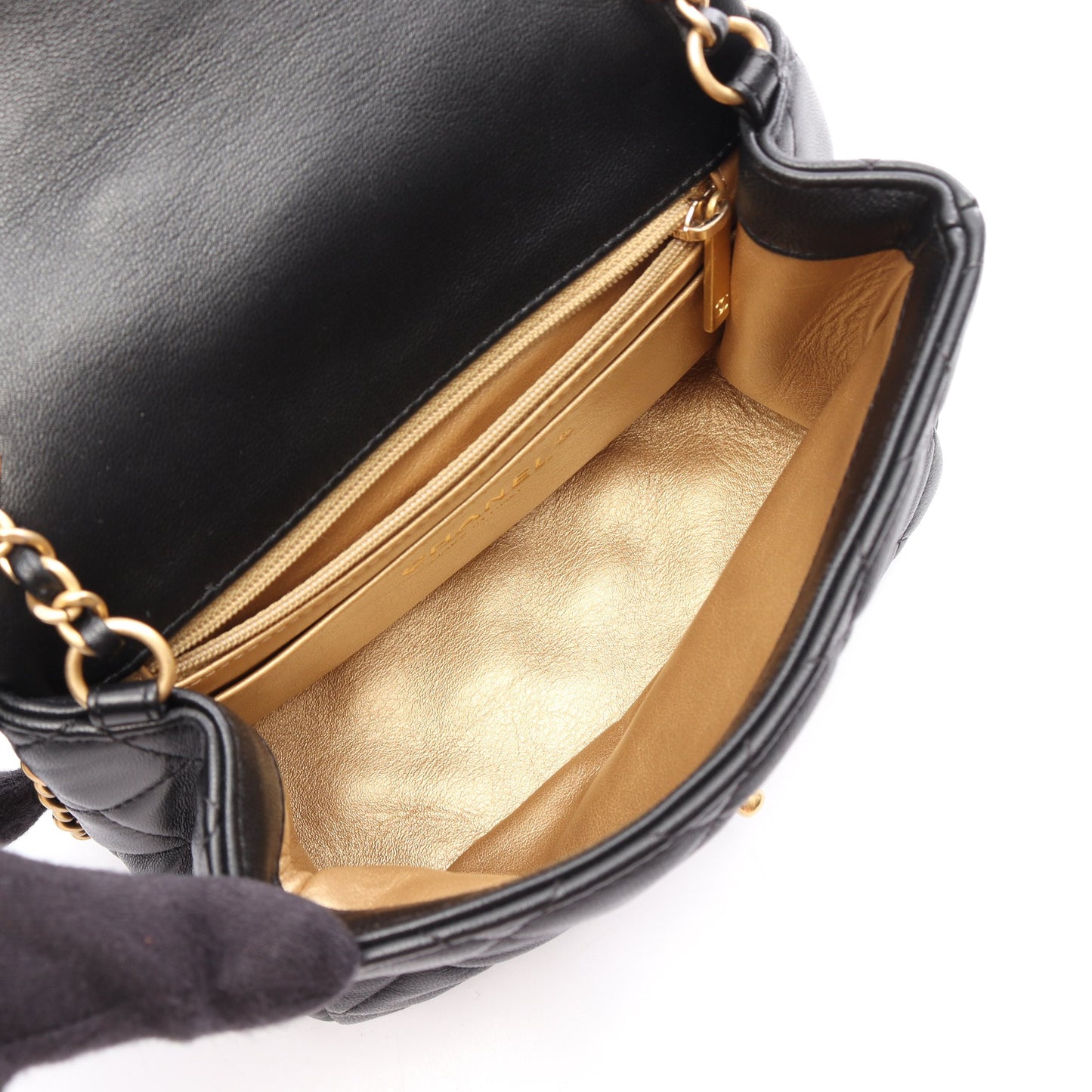ミニマトラッセ チェーンショルダーバッグ ラムスキン ブラック ゴールド金具 シャネル バッグ CHANEL