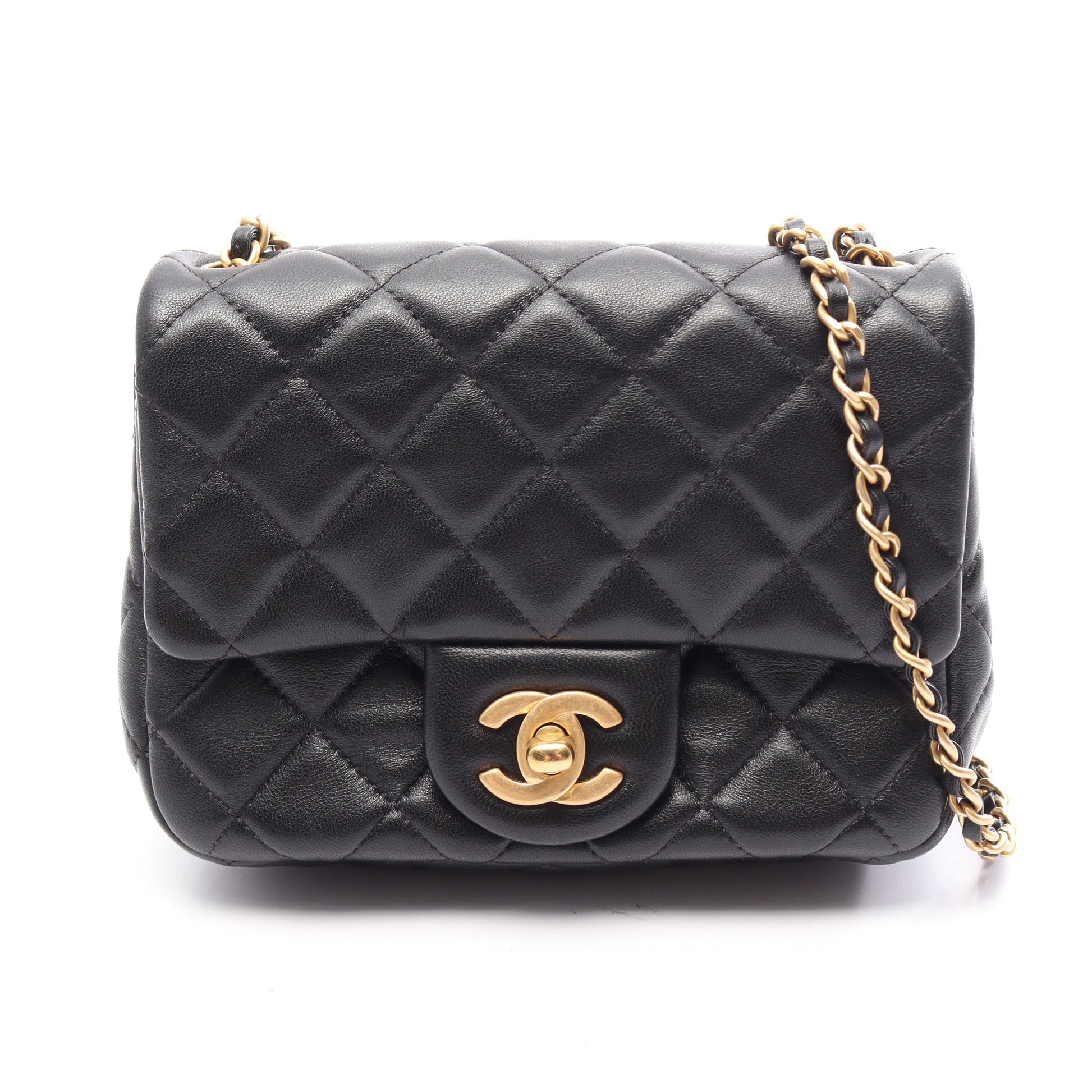 ミニマトラッセ チェーンショルダーバッグ ラムスキン ブラック ゴールド金具 シャネル バッグ CHANEL