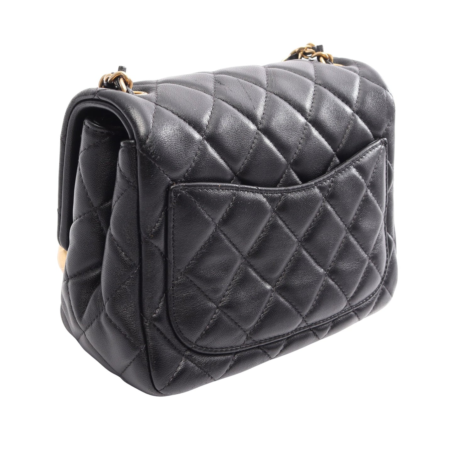 ミニマトラッセ チェーンショルダーバッグ ラムスキン ブラック ゴールド金具 シャネル バッグ CHANEL