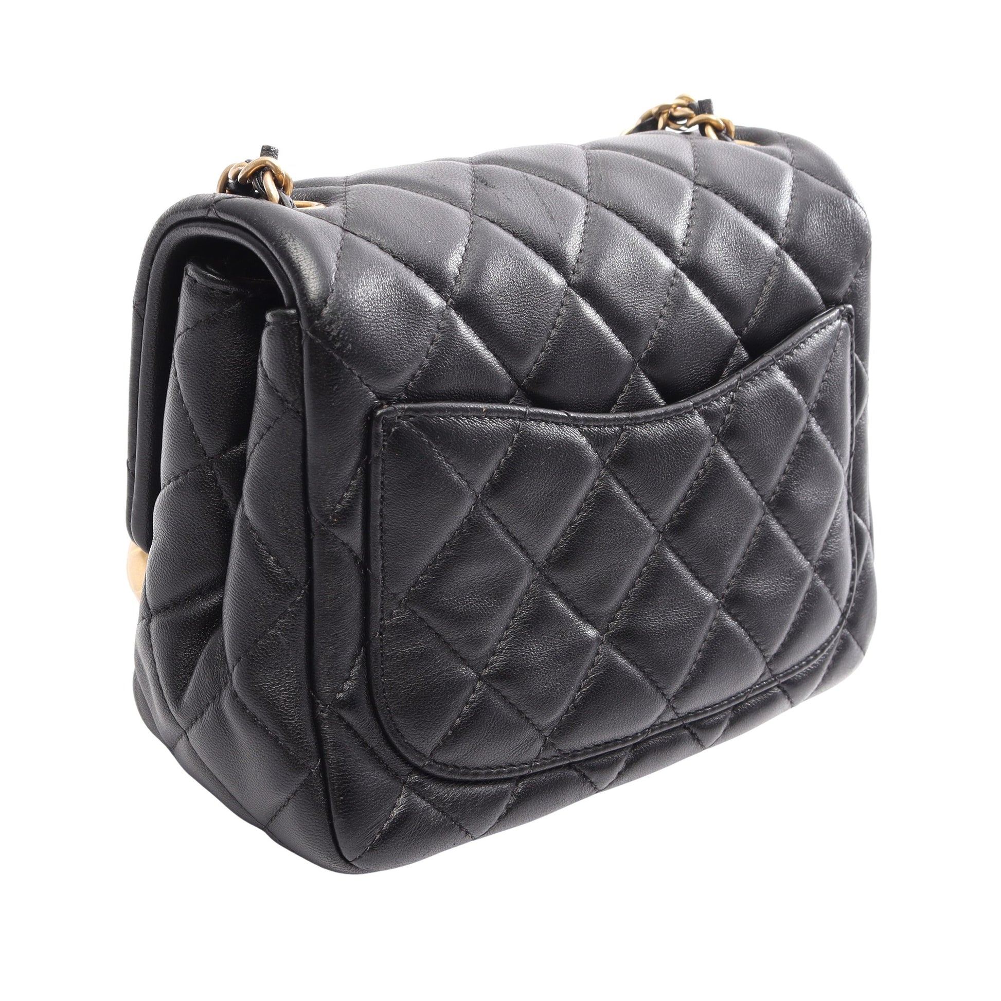 ミニマトラッセ チェーンショルダーバッグ ラムスキン ブラック ゴールド金具 シャネル バッグ CHANEL