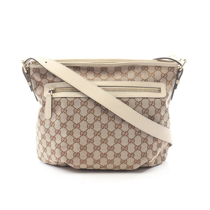 GGキャンバス ショルダーバッグ キャンバス レザー ベージュ オフホワイト グッチ バッグ GUCCI