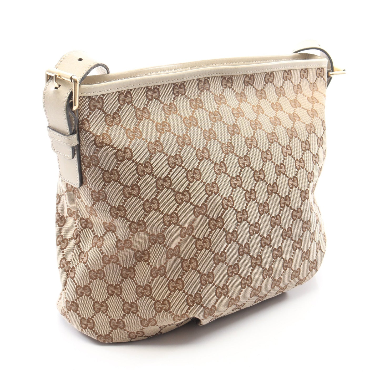 GGキャンバス ショルダーバッグ キャンバス レザー ベージュ オフホワイト グッチ バッグ GUCCI