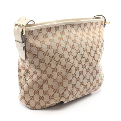 GGキャンバス ショルダーバッグ キャンバス レザー ベージュ オフホワイト グッチ バッグ GUCCI