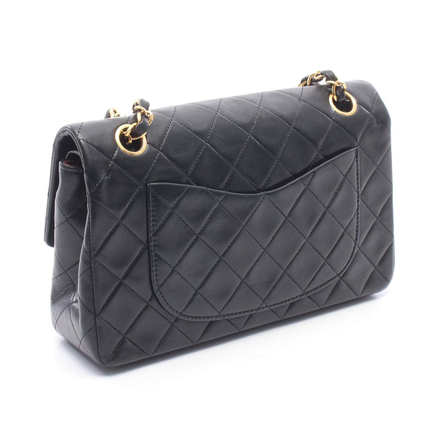 マトラッセ Wフラップ Wチェーンショルダーバッグ ラムスキン ブラック ゴールド金具 シャネル バッグ CHANEL