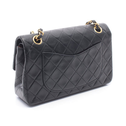 マトラッセ Wフラップ Wチェーンショルダーバッグ ラムスキン ブラック ゴールド金具 シャネル バッグ CHANEL