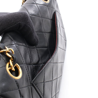 マトラッセ Wフラップ Wチェーンショルダーバッグ ラムスキン ブラック ゴールド金具 シャネル バッグ CHANEL