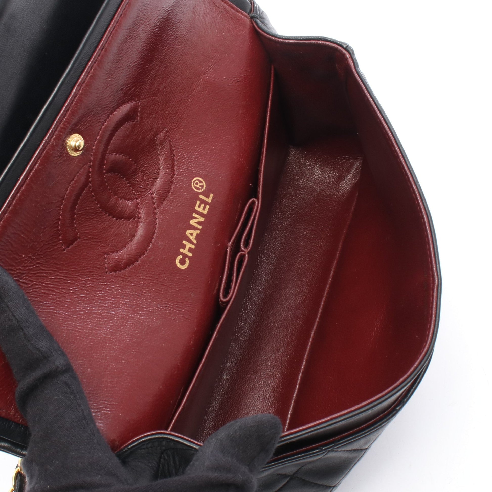 マトラッセ Wフラップ Wチェーンショルダーバッグ ラムスキン ブラック ゴールド金具 シャネル バッグ CHANEL