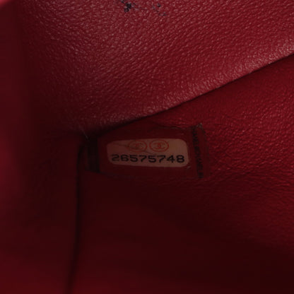 マトラッセ Wフラップ Wチェーンショルダーバッグ キャビアスキン レッド シルバー金具 シャネル