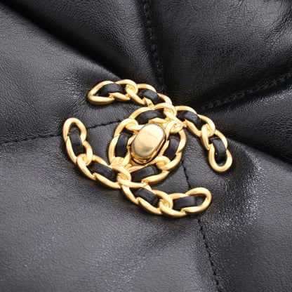 19 ディズヌフ マキシ 2WAY チェーンショルダーバッグ レザー ブラック コンビ金具 シャネル