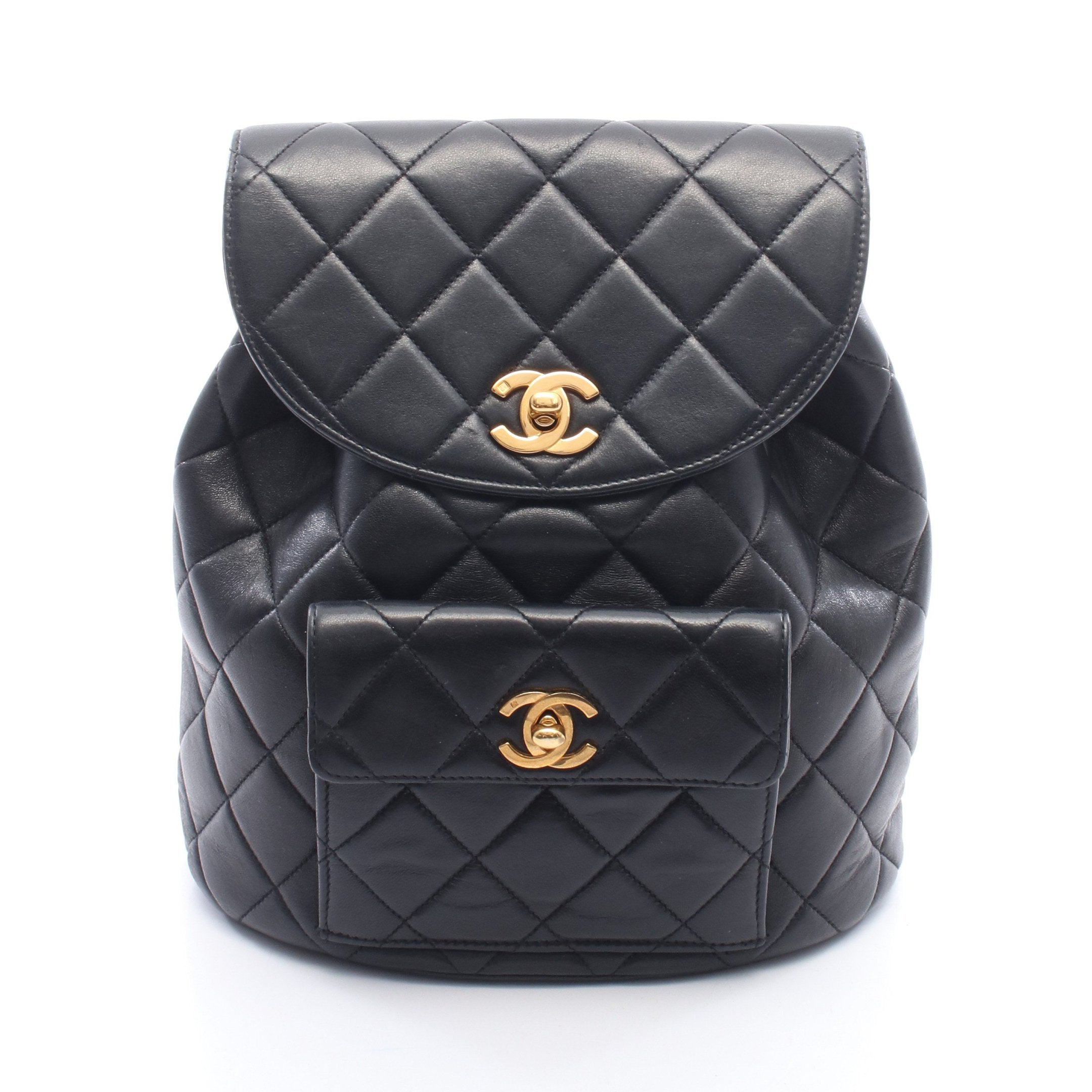 【美品】シャネル　ラムスキン　マトラッセ　バッグ　ターンロック　4937 マトラッセ ターンロック チェーン バックパック リュックサック